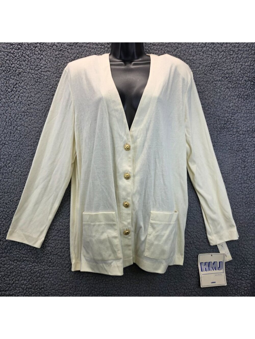 Vintage Minimalist Cardigan L Cream Long Sleeves Neutral Capsule Preppy Layers